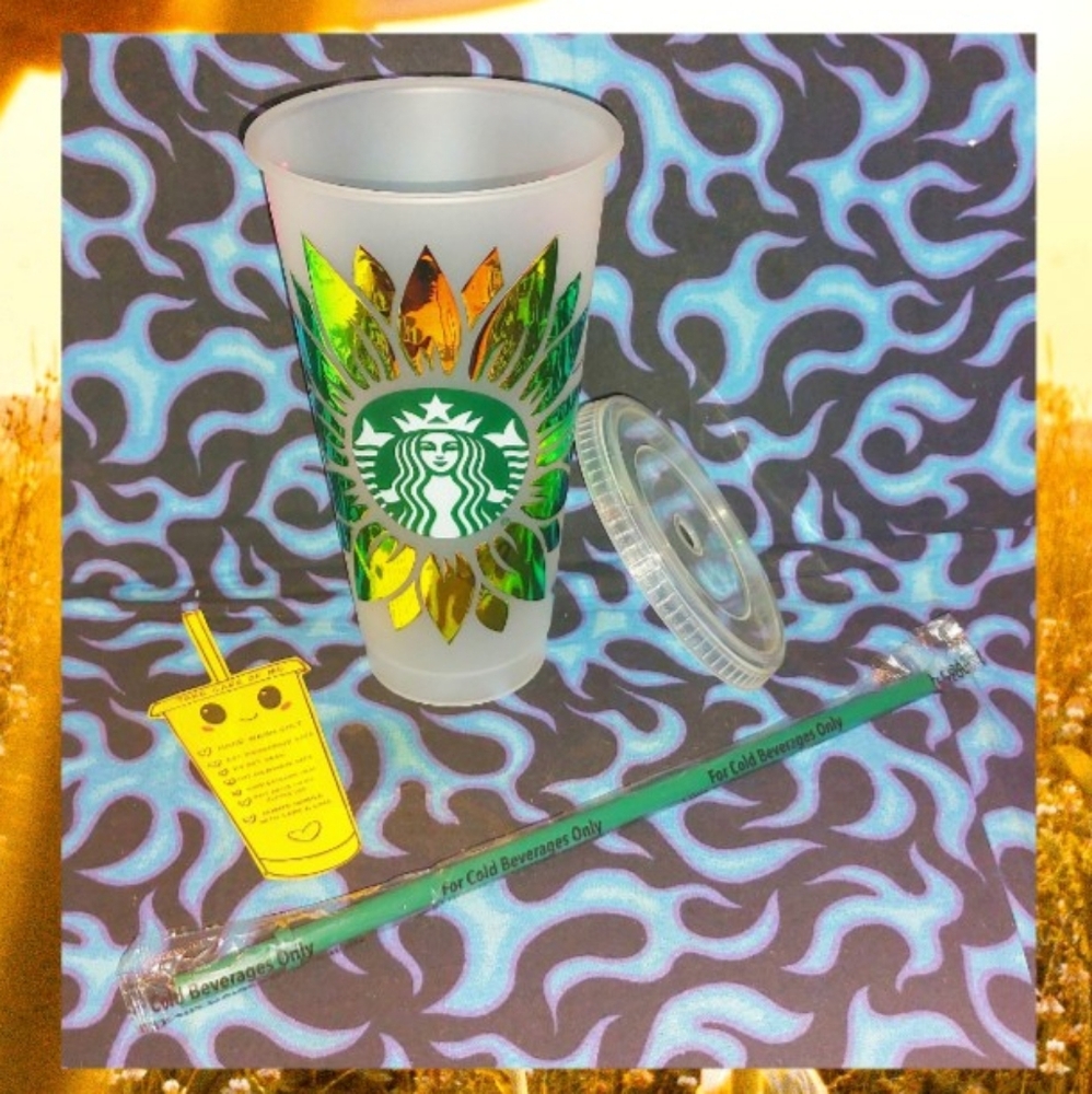 Starbucks Venti Cold Beverage Reusable Plastic Tumbler w/Custom Made Decals 24oz